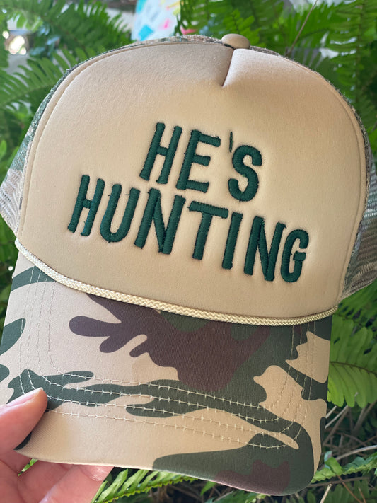 Camo He’s Hunting foam trucker cap