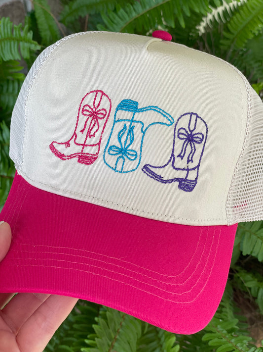 Boot Trio Pink Trucker Cap