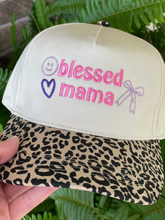 Blessed Mama Leopard Trucker Cap