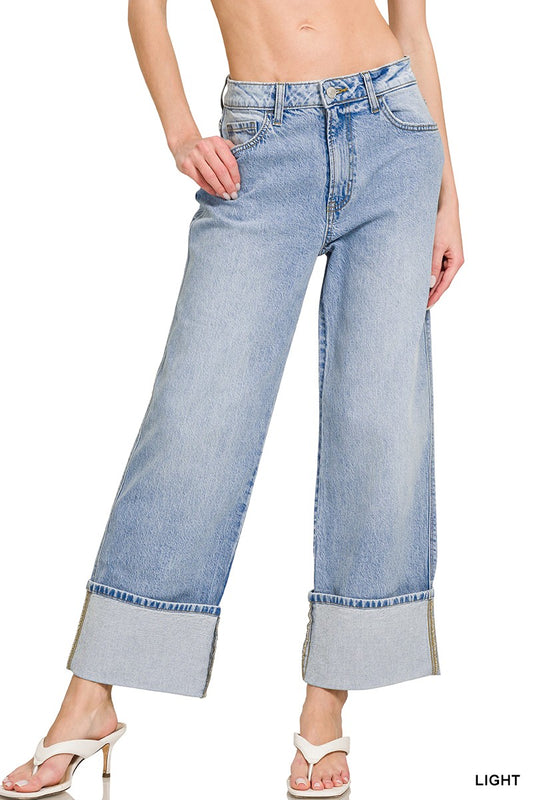 8003 HIGH RISE CUFFED DENIM PANTS